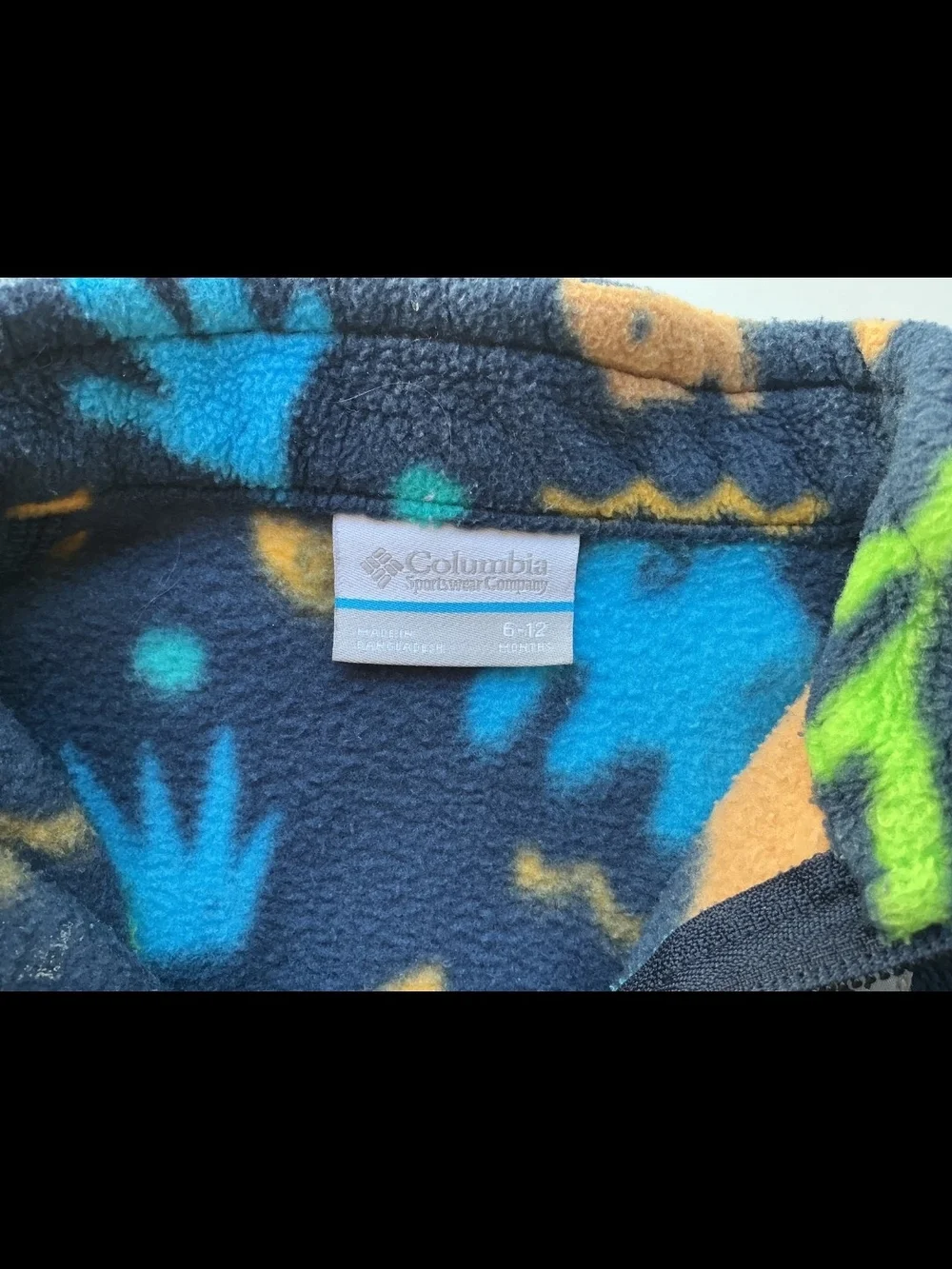 Columbia Navy Fleece Jacket with Blue, Tan & Green Animal Prints